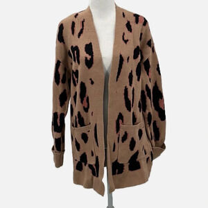 Zesica Leopard Print Open Front Cardigan Sweater - Size Large